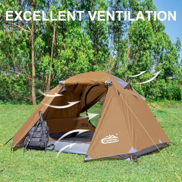 2-3 Person Tent - Waterproof Windproof 4 Season Tent for Backpacking, Hiking, Hunting, Motorcycling & Biking - Image 5