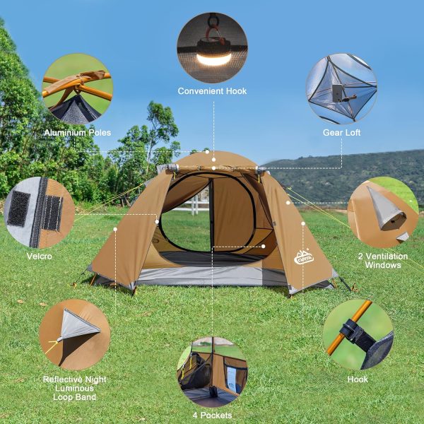 2-3 Person Tent - Waterproof Windproof 4 Season Tent for Backpacking, Hiking, Hunting, Motorcycling & Biking - Image 7