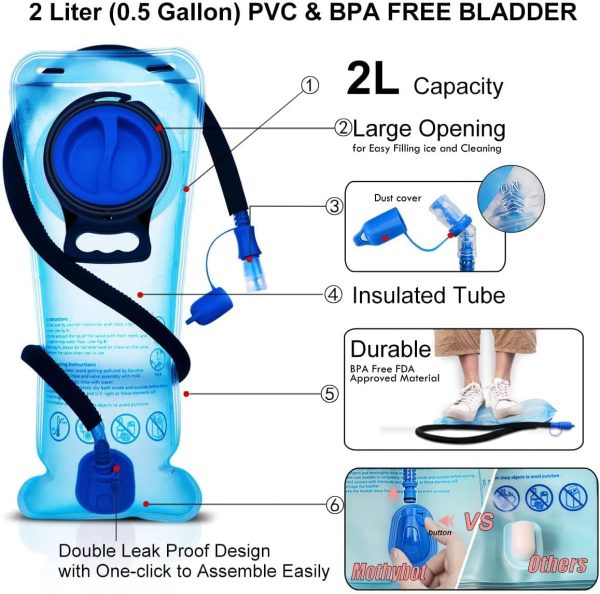 Hydration Backpack Pack, Water Backpack 20L Capacities Included 2L Hydration Bladder, Festival Essential - Rave Hydration Pack Hydropack Hydro for Hiking, Running, Biking, Festival Gear - Image 2