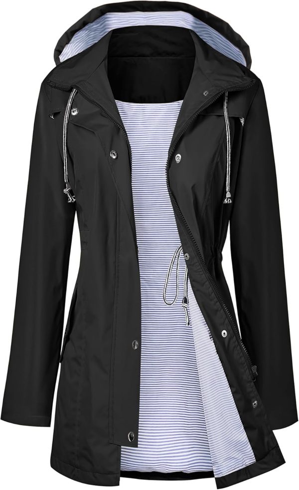 Raincoat Women Waterproof Long Hooded Trench Coats Lined Windbreaker Travel Jacket S-XXL