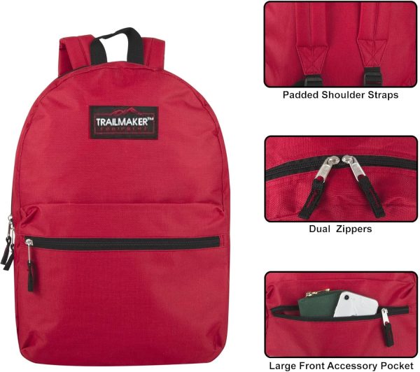 Trail maker 24 Pack- Classic 17 Inch Backpacks in Bulk Wholesale Back Packs for Boys and Girls (Assorted 12 Colors Pack) - Image 2